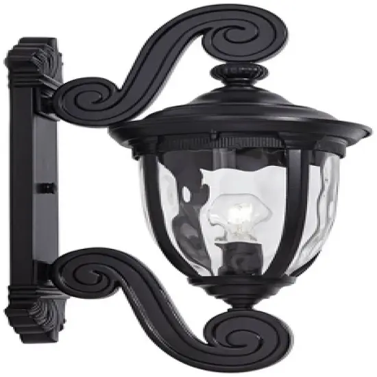 John Timberland Bellagio Vintage Outdoor Wall Light Fixture Texturized Black Dual Scroll Arm 24" Clear Hammered Glass for Post Exterior Barn Deck Home image {5}
