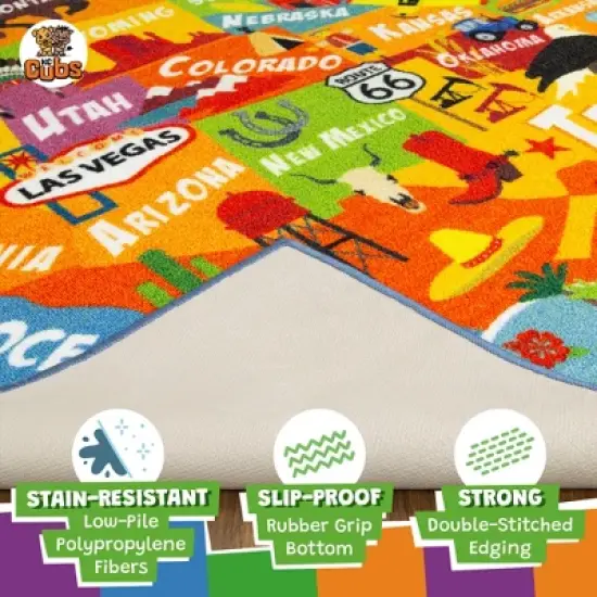 KC Cubs: Educational Rug: USA Map, 5x7' Playmat image {3}