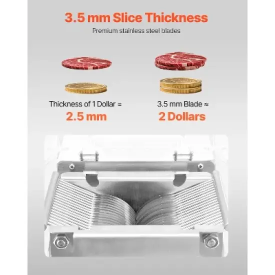 VEVOR Meat Cutter Machine, 550W Meat Slicer, 350 lb/h Commercial Meat Cutting Machine, Stainless Steel, 3.5 mm Thickness, Silver image {5}