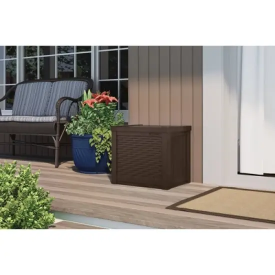 22gal Resin Java Wicker Front Deck Box Brown - Suncast image {2}