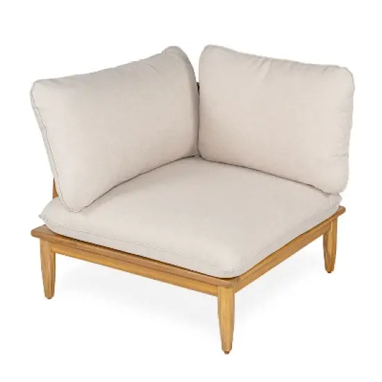 Scott Living Sacova Outdoor Acacia Wood 3-Seater Sofa, Teak Finish Frame with Beige Cushion image {5}
