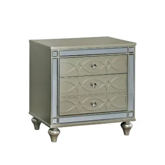 La Mesa 3 Drawer Glam Nightstand Silver - HOMES: Inside + Out image {3}