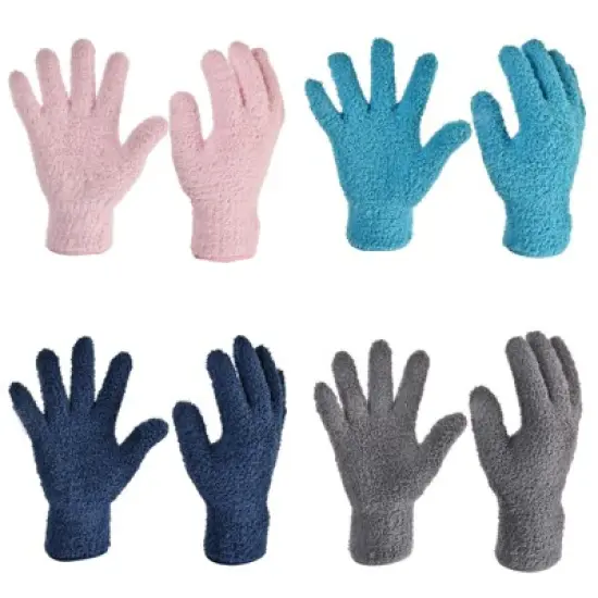 Unique Bargains Dusting Cleaning Gloves Microfiber Mittens for Plant Blinds Lamp Window Blue Dark Blue Gray Pink 4 Pairs 1 Set image {3}