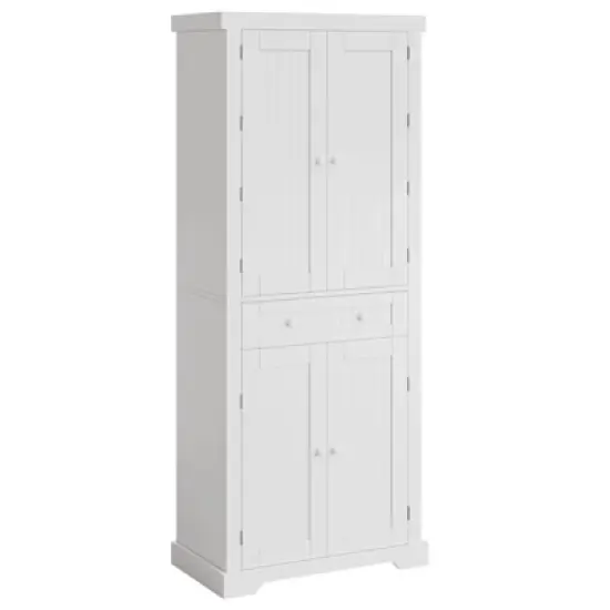 Bestier 72" Tall Kitchen Pantry Storage Cabinet with Doors and Shelves, Food Pantry Cabinet with Motion Sensor Light, White image {7}