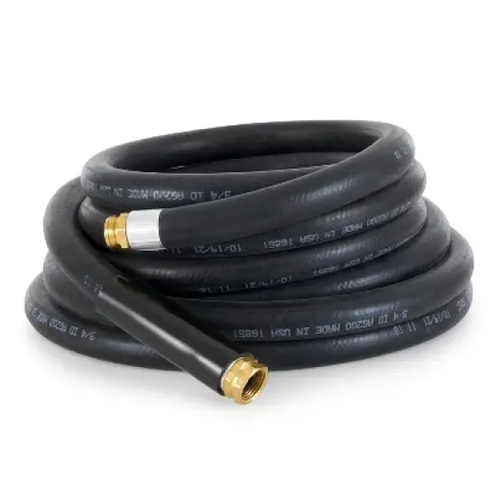 Apache 98108802 25 Foot Industrial Rubber Garden Water Hose with Heavy Duty MGHT x FGHT Brass Fittings and 1 Bend Restrictor, Black (2 Pack) image {1}