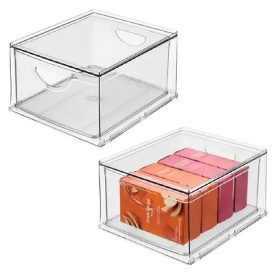 iDesign Stackable Storage Drawer for Pantry, Set of 2, Clear, Made in USA image {9}