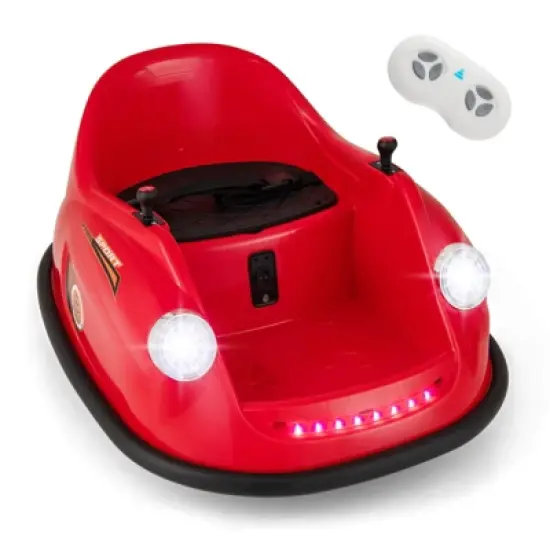 Costway Ride on Bumper Car for Kids with Remote Control 360 Degree Spin LED Light Red/Pink/Navy/Blue image {13}