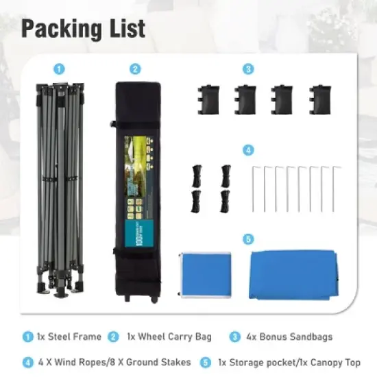 Captiva Designs 10&rsquo;x10&rsquo; Instant Pop Up Canopy Tent &ndash; One-Push Setup with Vented Roof, Includes Storage Bag and Accessories image {5}