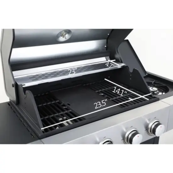 Kumasinova 4-Burner Propane Gas BBQ Grill with Side Burner,46790BTU Output,Stainless Steel Grills with Enameled Cast Iron Cooking Grids&Thermometer image {1}