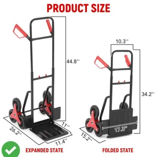 Stair Climbing Hand Truck 330 Lbs Heavy-Duty Stair Climber Dolly w/ Telescoping Handle Portable Folding Stair Climber Trolley Cart image {4}