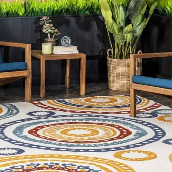 nuLOOM Micki Intricate Circles Indoor/Outdoor Patio Area rug image {8}