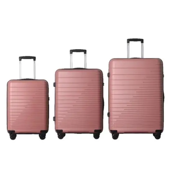 MAYEERTY 3 Piece Lightweight Luggage Set, PP Hardshell Carry on Suitcase with Spinner Wheels & TSA Lock, Pink - 20"/24"/28" image {10}