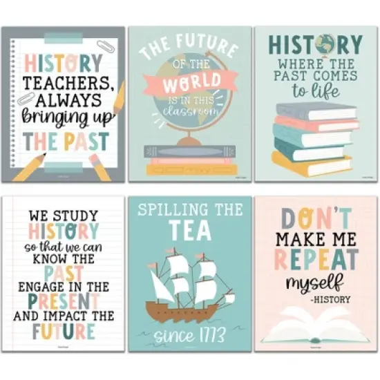 Hadley Designs Boho History Bulletin Board Classroom Decor Posters, Set of 6 image {8}