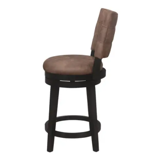 26" Kaede Wood and Upholstered Swivel Counter Height Barstool Black/Chestnut - Hillsdale Furniture image {6}