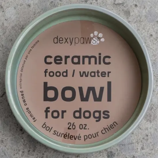 Dexypaws: Ceramic Dog Bowl: Sage Green, 26oz, Pet Feeding Dish image {1}