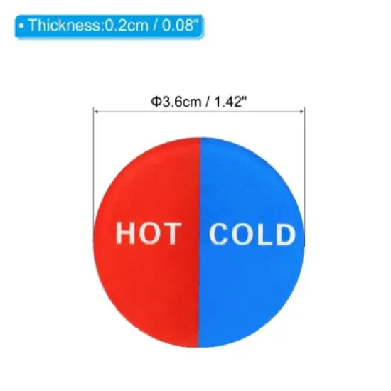 Unique Bargains Acrylic Self-Adhesive Decor Round Shape Hot/Cold Water Label image {1}