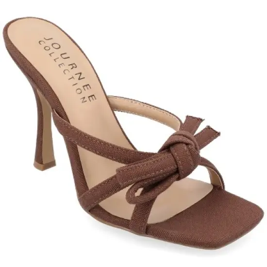 Journee Collection Womens Cilicia Slip On Multi Strap Open Toe Pumps image {10}