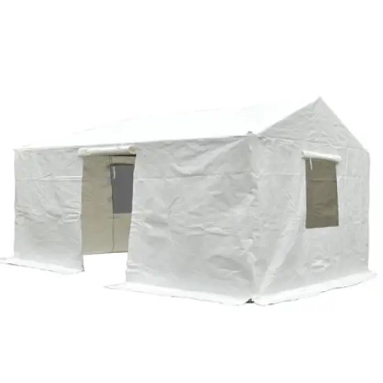 DOMETOUR 12'x20' Universal Waterproof Gazebo Cover with Sidewalls & Mesh Windows, All-Season Enclosure for Hardtop Gazebos, White image {8}