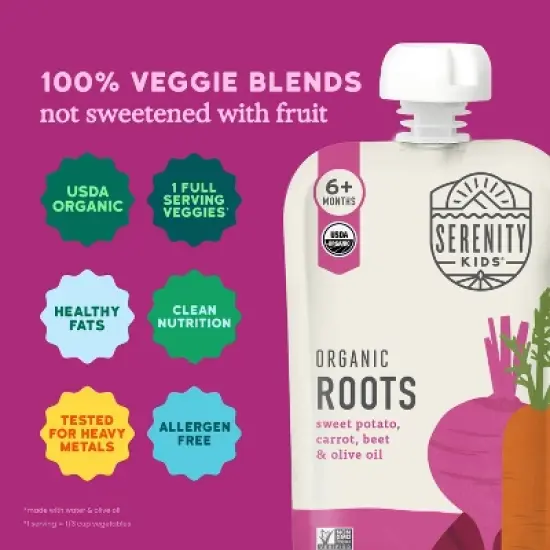 Serenity Kids Organic Roots with Organic Olive Oil Baby Food Pouch - 3.5oz image {2}
