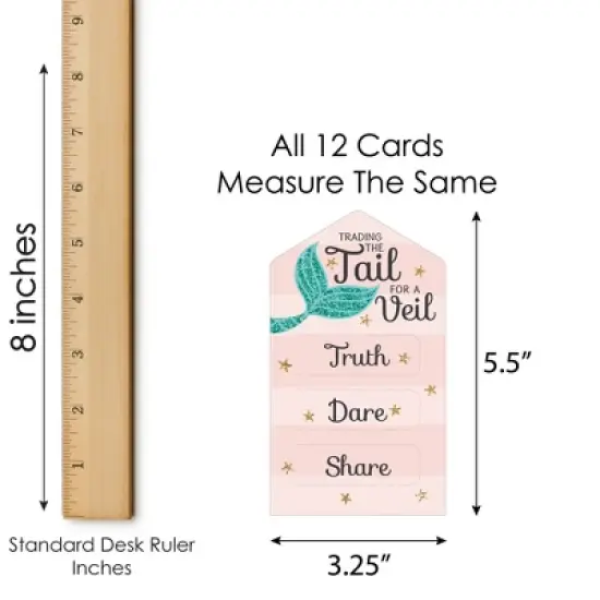 Big Dot of Happiness Trading the Tail For A Veil - Mermaid Bachelorette or Bridal Shower Game Pickle Cards - Truth, Dare, Share Pull Tabs - Set of 12 image {4}