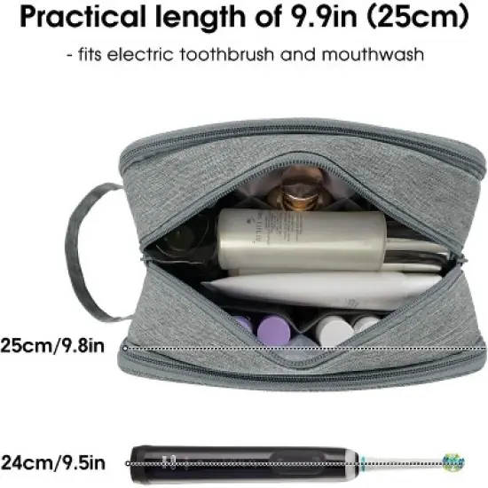 Narwey Travel Toiletry Bag with Brush Compartments for Men and Women image {2}