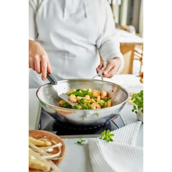 Demeyere Industry 5-Ply 5-qt Stainless Steel Flat Bottom Wok image {3}