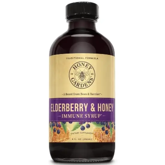 Honey Gardens Elderberry & Honey Cough Syrup 8 Oz image {3}