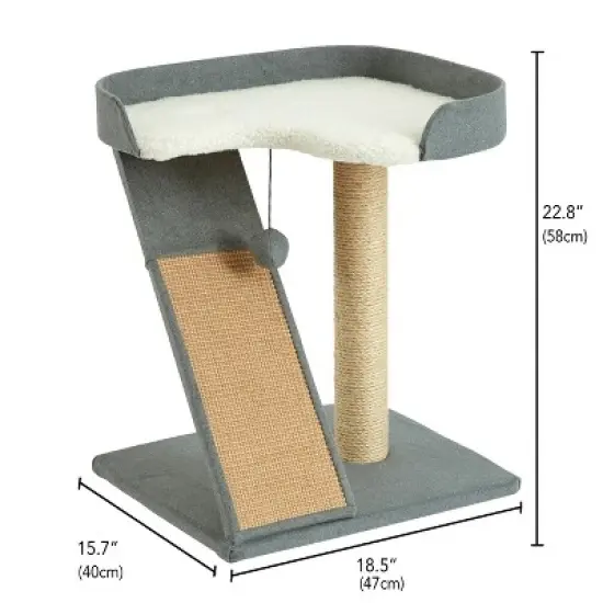 Two by Two San Marcos - Gray Cat Scratching Post Cat Furniture - 22.8 in. Tall image {4}