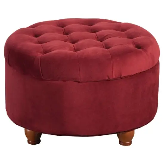 Large Round Button Tufted Storage Ottoman - HomePop image {14}