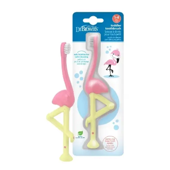 Dr. Brown's Toddler Toothbrush with Soft Bristles - Pink Flamingo - 1-4 years image {8}