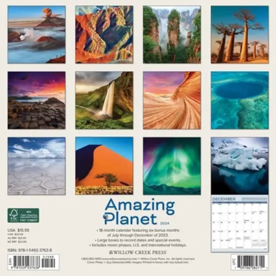Willow Creek Press 2024 Wall Calendar 12"x12" Amazing Planet image {1}