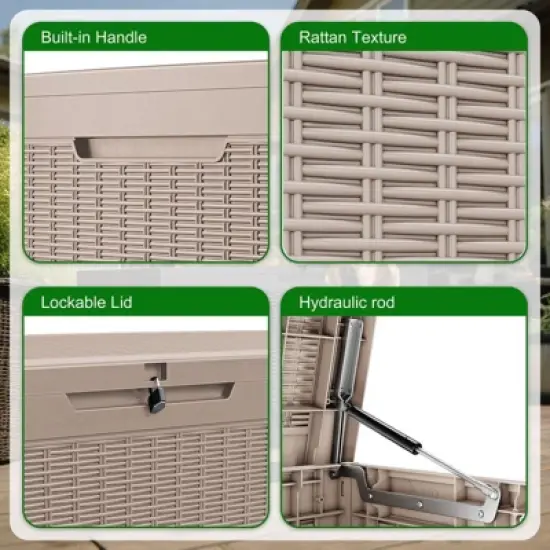 Sersper 100 Gallon Large Waterproof Resin Deck Box, Lockable, Light Gray - For Patio, Garden Tools & Pool Supplies (2 Pack) image {1}