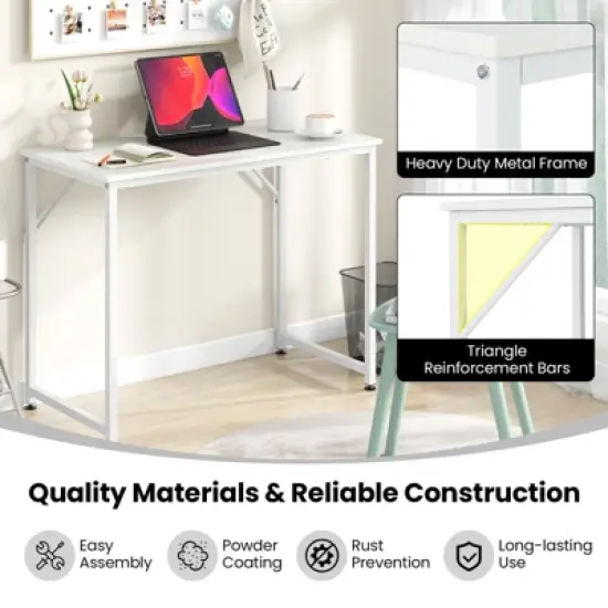 Costway Set of 2 / 4 /6 Conference Tables Rectangular Meeting Room Table for School or College Boardroom Desk Study Computer Desk White / Black image {4}