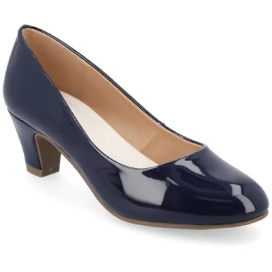 Journee Collection Womens Luu-m Comfort Insole Round Toe Low Block Heel Pumps image {17}