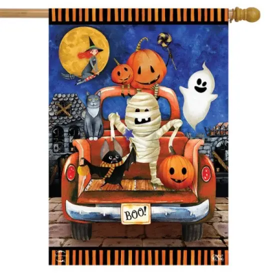 Haunted Pickup House Flag 40" x 28" Briarwood Lane image {1}