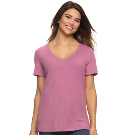 Felina Women's Slub Jersey V-Neck Tee | Short Sleeve T-Shirt image {4}