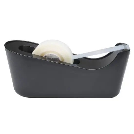 Scotch Tape Dispenser with Tape - Black: Desk Organizer, Plastic, Tape Holder, 6.6" Height, 5.6" Width image {2}