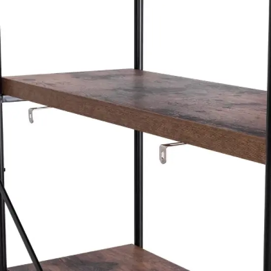 Costway 5-Tier Bookshelf, Industrial Etagere Bookcase, Rustic Display Shelf Organizer image {9}