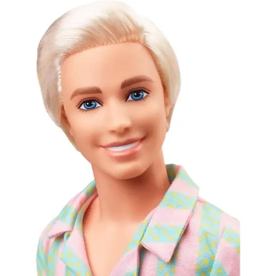 Barbie: The Movie Ken Doll Wearing Pastel Striped Beach Matching Set image {1}