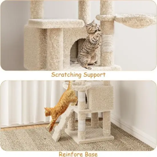 Cat Tree,Multi-Level Large Cat Tree for Large Kitties,Cozy Plush ?Pussycat Perches,Activity Center with Scratching Posts Stand House Condo image {5}