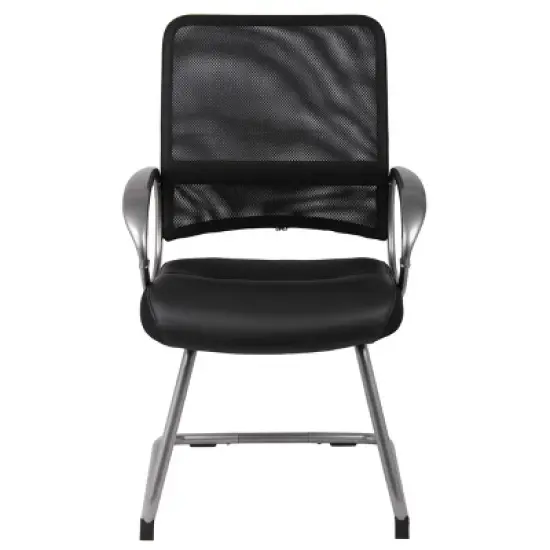 Mesh Back with Pewter Finish Guest Chair Black - Boss Office Products image {2}