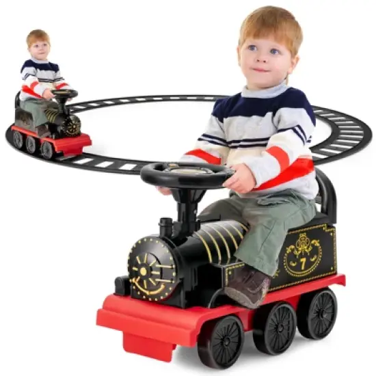 Costway 6V Electric Kids Ride On Train Motorized Train Toy w/ Track & 6 Wheels image {11}