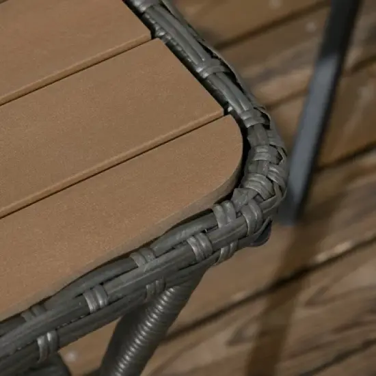 Syemin Patio End Table, Rectangular Outdoor Dining Table with All-Weather Faux Wood Top for Garden, Lawn, Patio, Brown, 43.3"*23.6"*22" image {3}