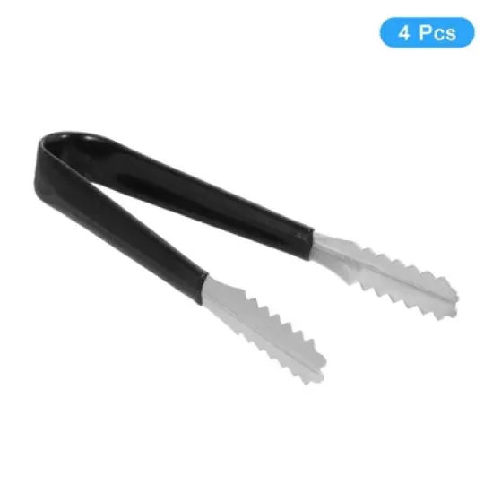 Unique Bargains Stainless Steel Mini Versatile Ice Tong for Dessert Appetizer 4 Pcs image {2}