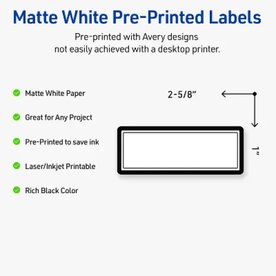 Avery&reg; Labels, 1" x 2-5/8", Double Black Border, Matte White, 160ct image {1}