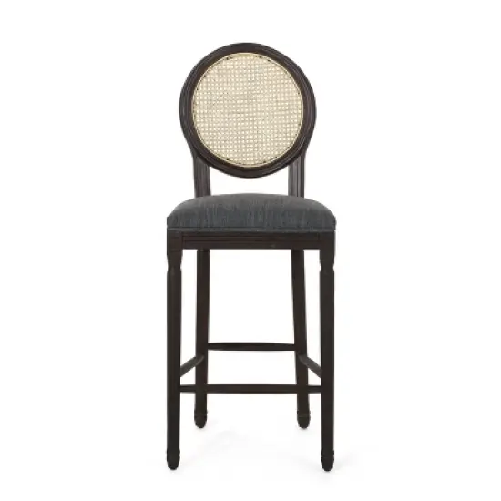 2pc Govan French Country Wooden Counter Height Barstools with Upholstered Seating Charcoal/Black - Christopher Knight Home image {2}