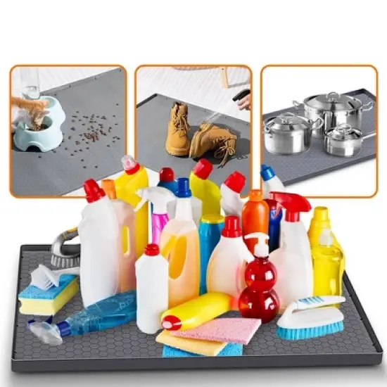 Cheer Collection Waterproof Under Sink Mat with Leakproof Raised Edges and Drain Holes image {6}