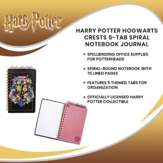 Silver Buffalo Harry Potter Hogwarts Crests 5-Tab Spiral Notebook Journal image {6}