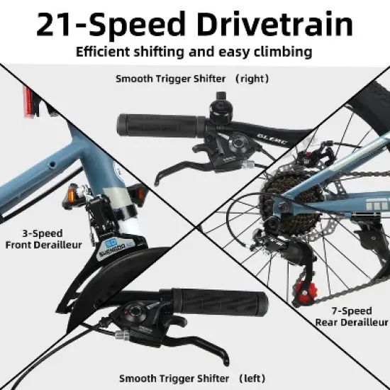 Itopfox Kids Mountain Bike for Boys and Girls, 21-Speed Bicycle with Front Suspension and Disc Brakes, Multiple Colors for Ages 6-14 image {2}