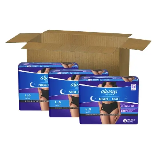 Always Discreet Night Black Women's Incontinence Underwear - Maximum - L - 16ct/3pk image {9}